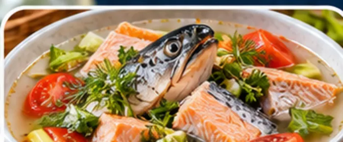 Món cá hồi nấu canh chua minh họa